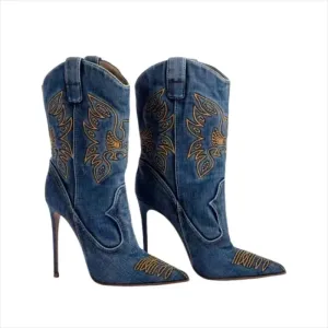 Rania Stilettos Embroidered knee high cowgirl boots