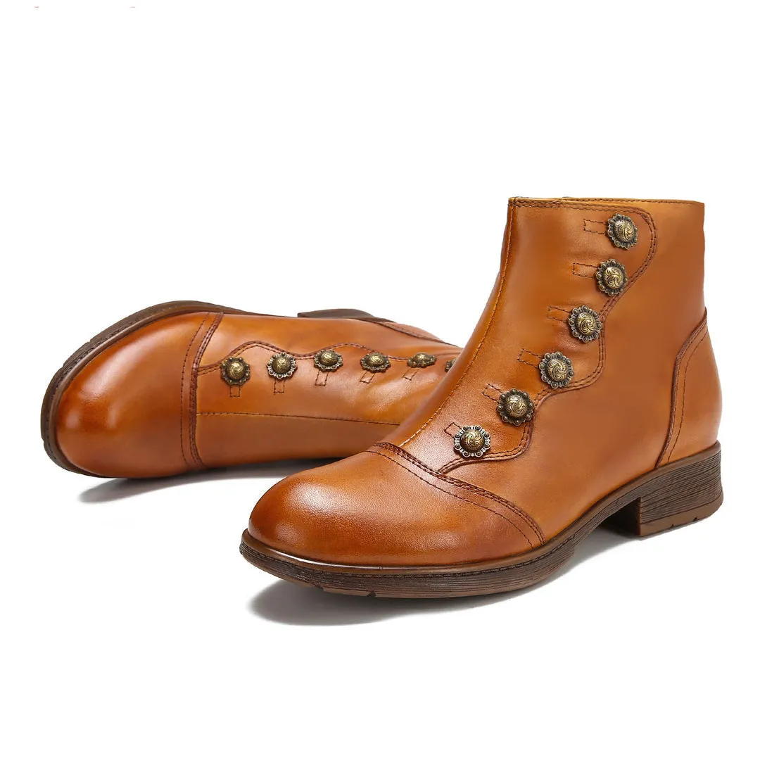 Retro Painted Pure Color Ankle Boots