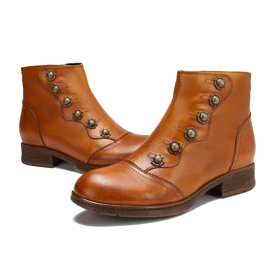 Retro Painted Pure Color Ankle Boots