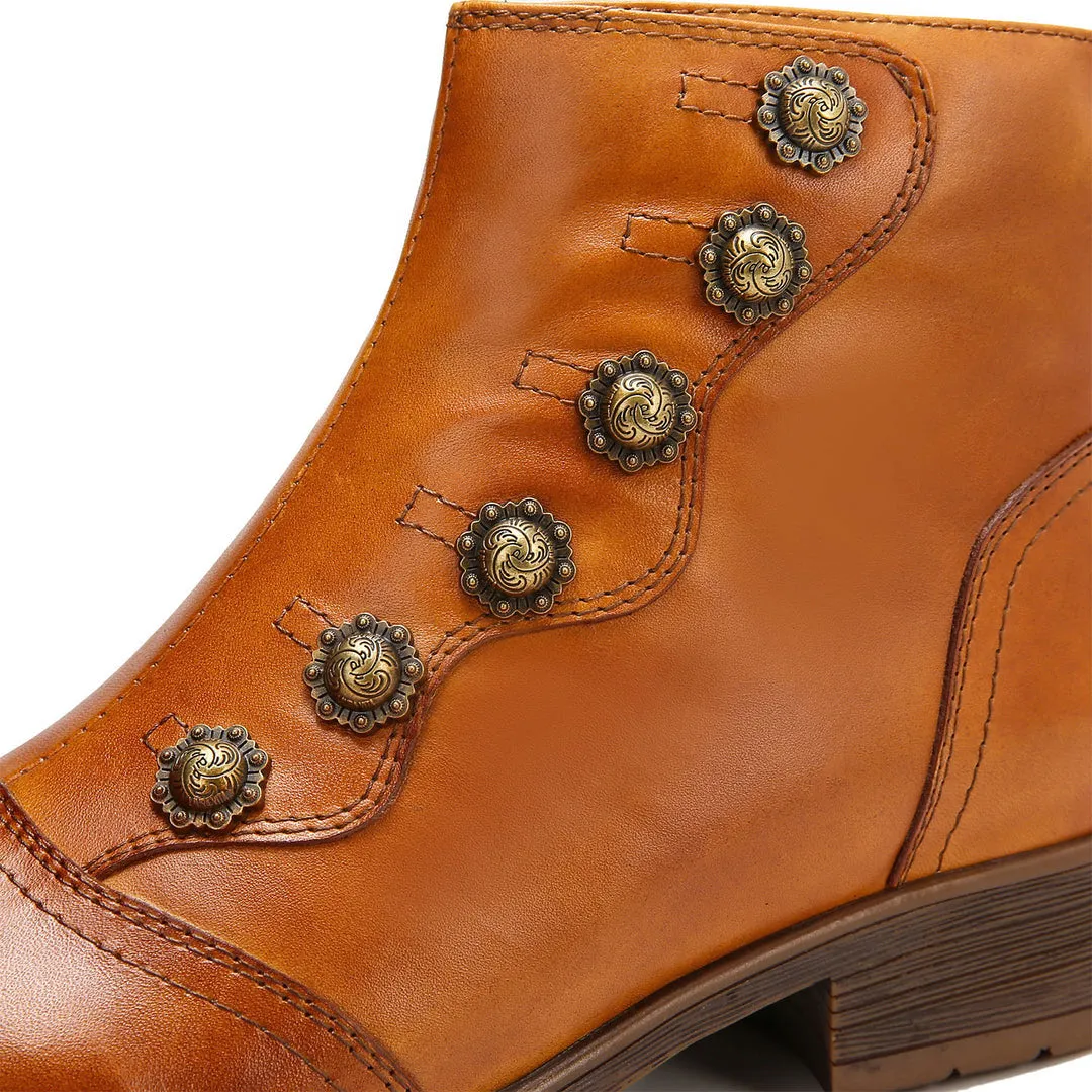 Retro Painted Pure Color Ankle Boots