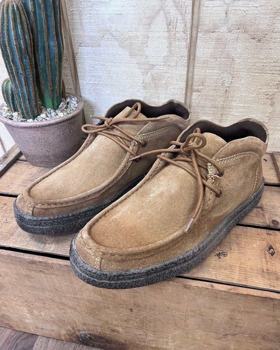 Roper Men's Lace Up Leather Faux Crepe Tan Suede Chukka Casual Shoes 0993-2780 by