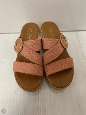 Sandals Heels Wedge By Italian Shoemakers In Orange, Size: 7
