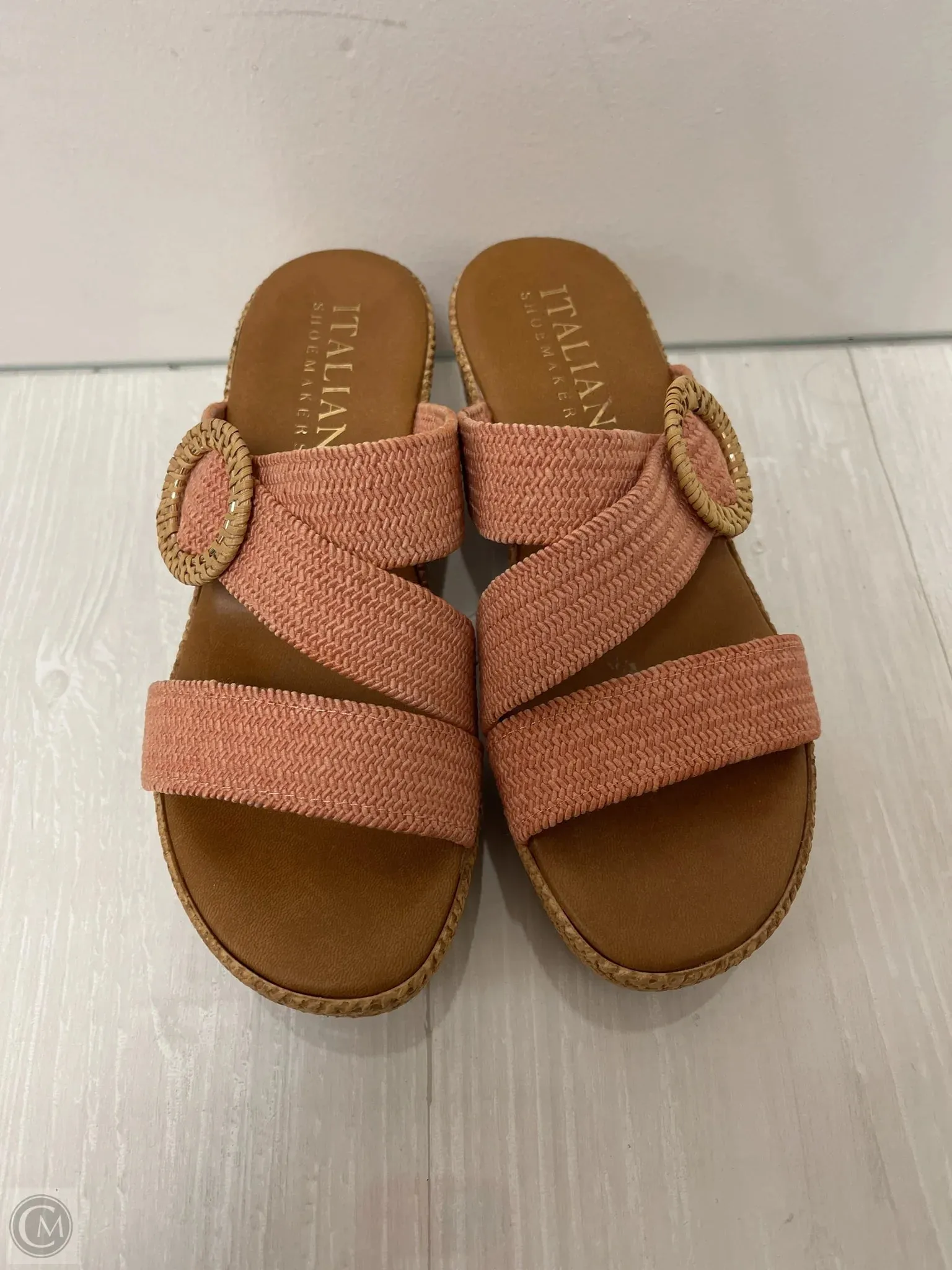 Sandals Heels Wedge By Italian Shoemakers In Orange, Size: 7