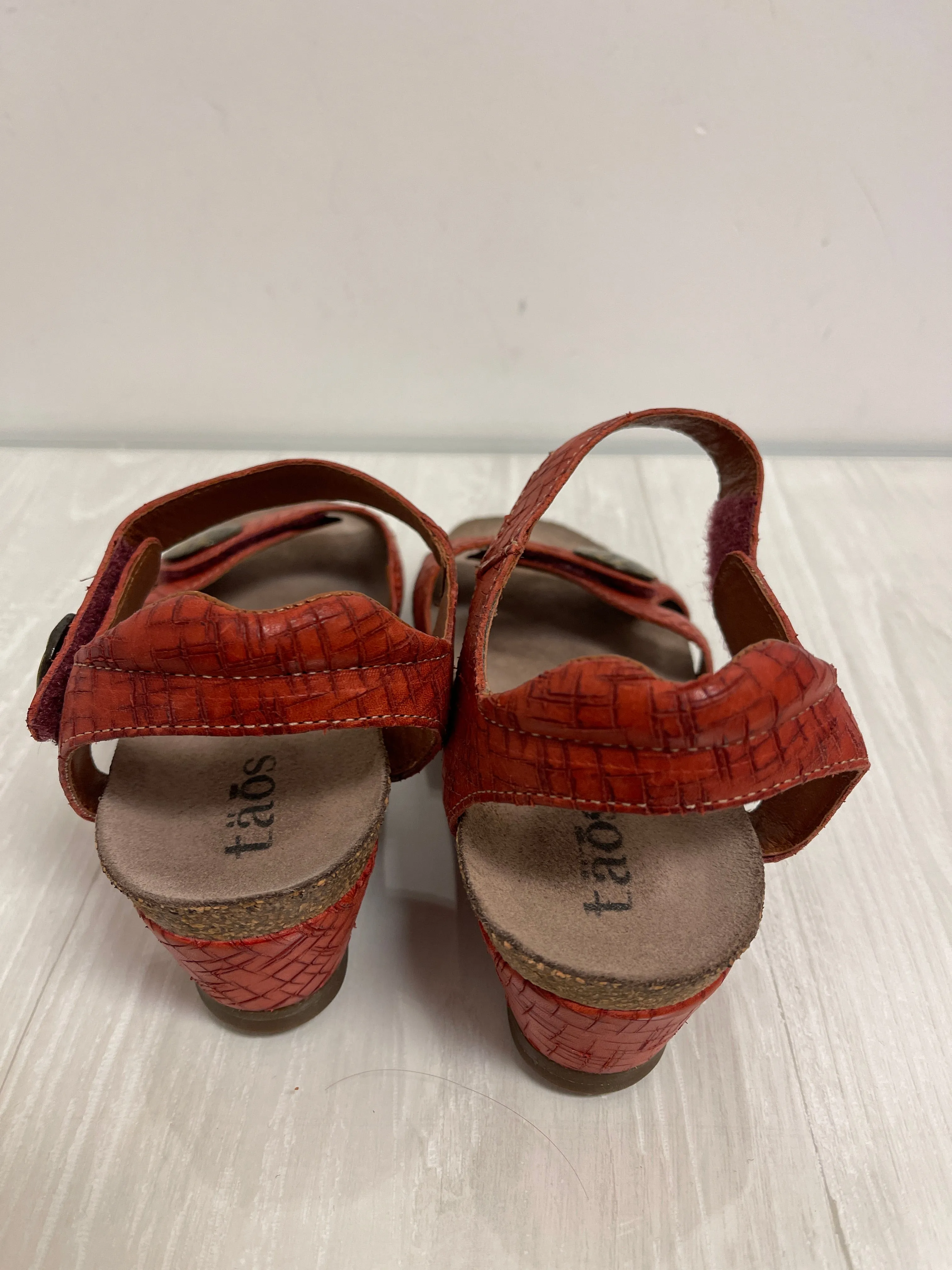 Sandals Heels Wedge By Taos In Orange, Size: 6.5