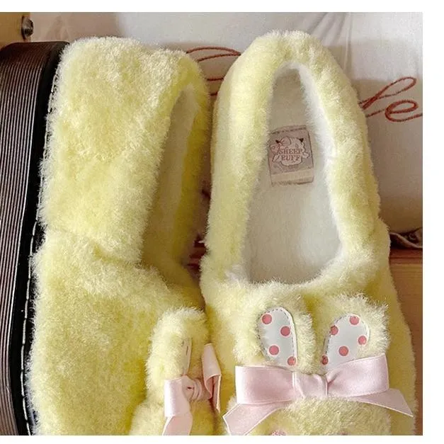 Sheep Puff~Rabbit Fur~Sweet Lolita Shoes Plush Rabbit Winter Lolita Shoes