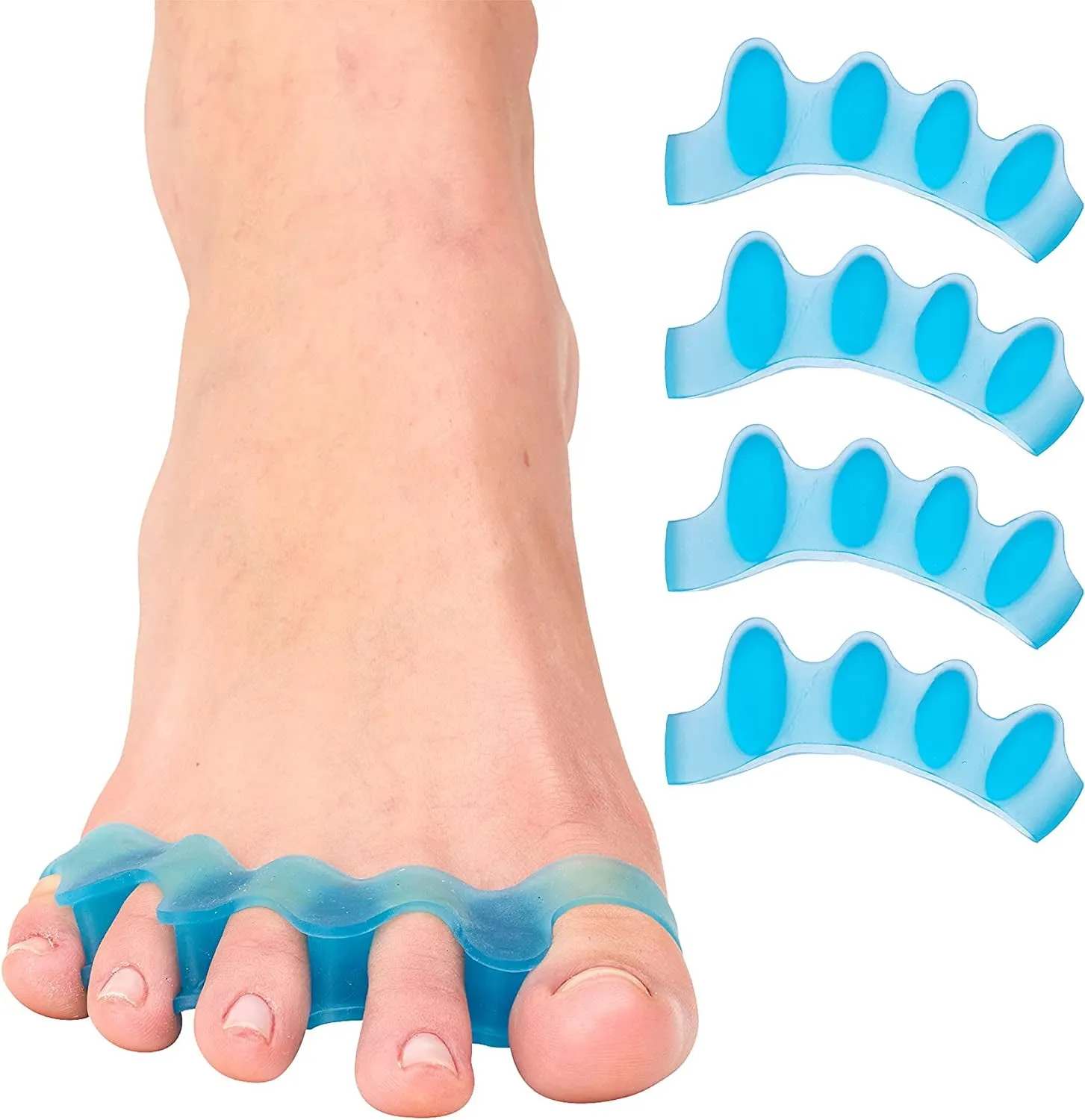 Silicone Toe Spacers for Correct Toe Alignment, Bunion and Hammertoe Straighteners - 2 Pairs