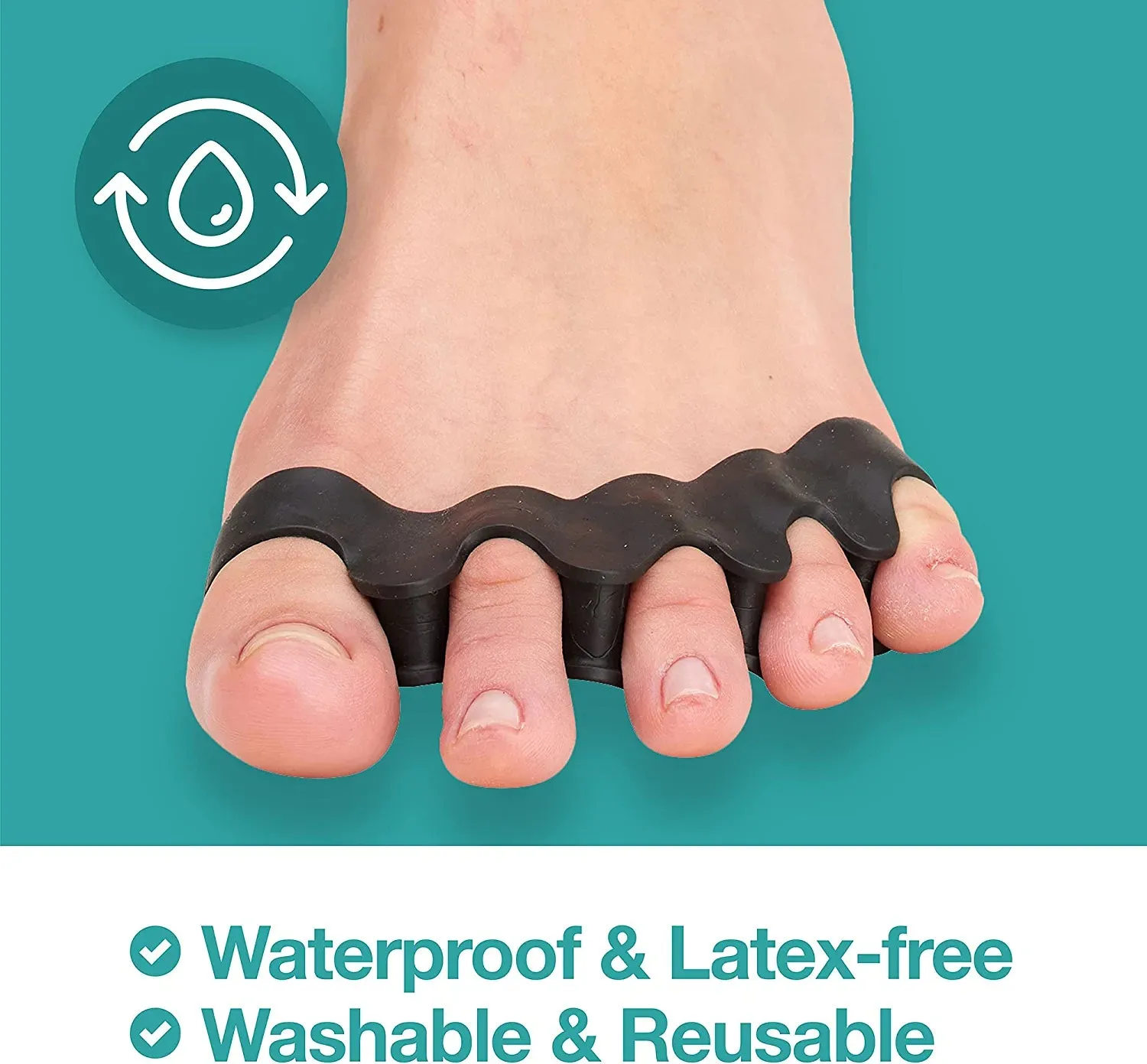Silicone Toe Spacers for Correct Toe Alignment, Bunion and Hammertoe Straighteners - 2 Pairs
