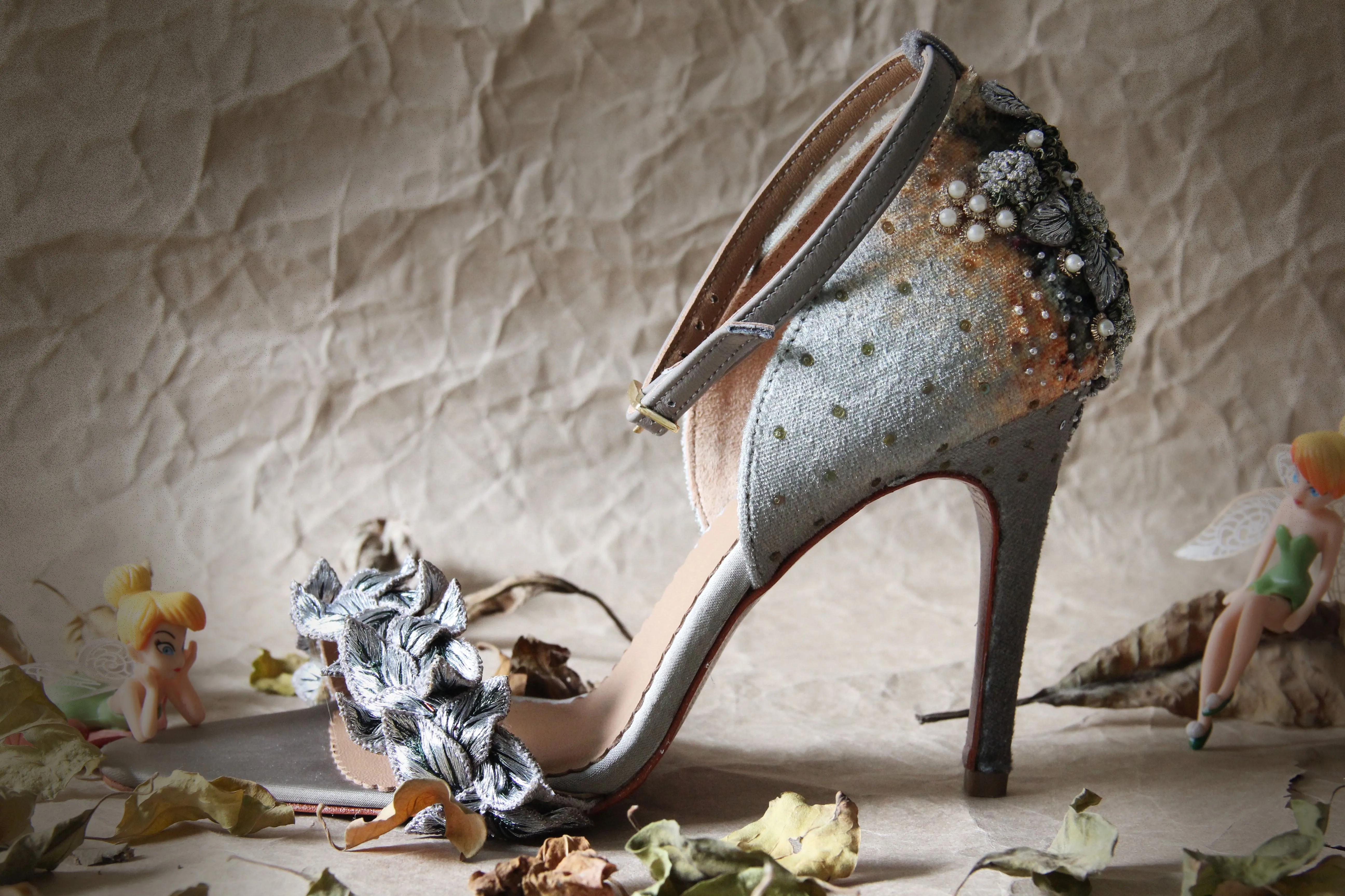 Silver Fallen Leaves Stiletto