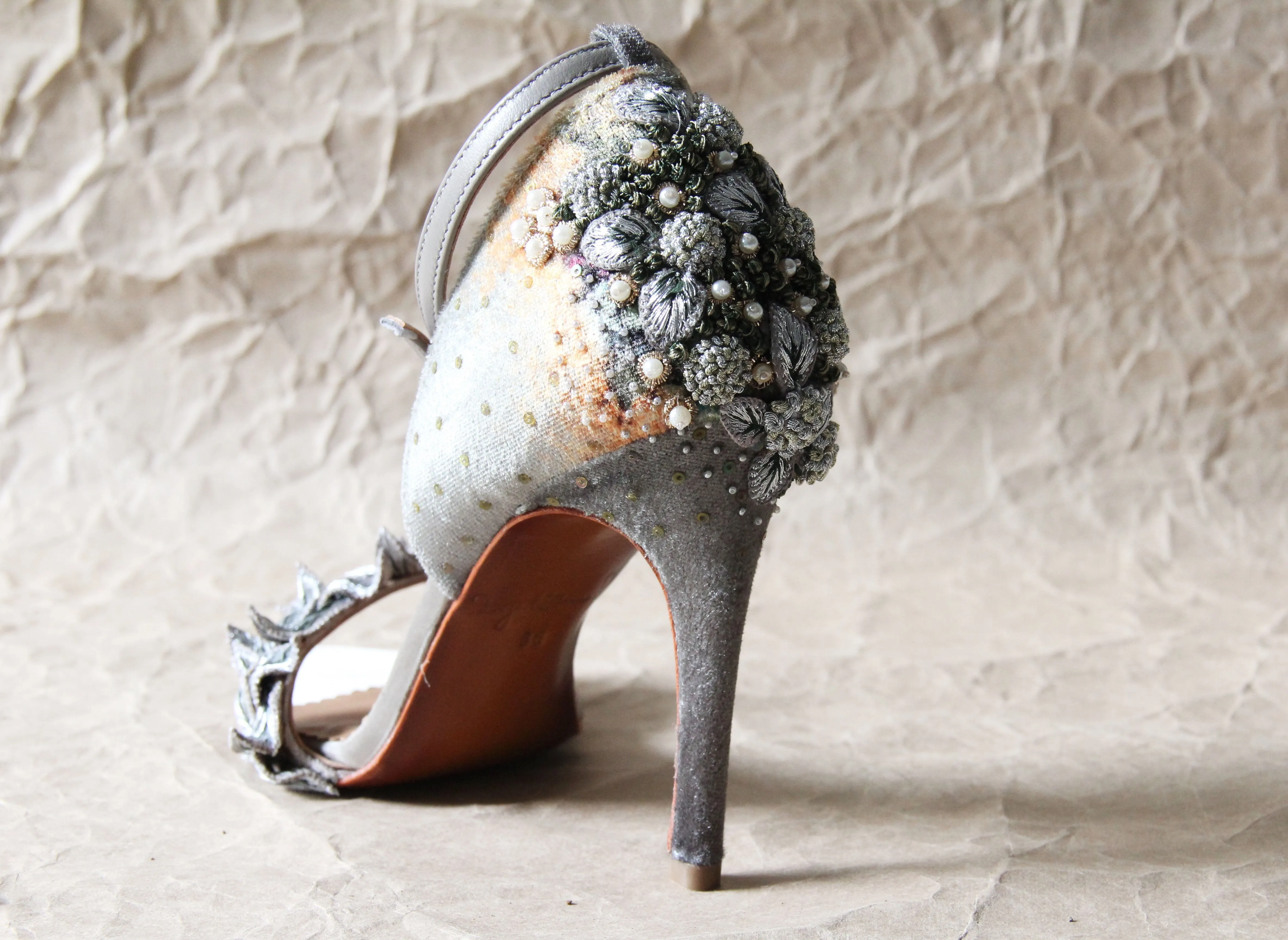 Silver Fallen Leaves Stiletto