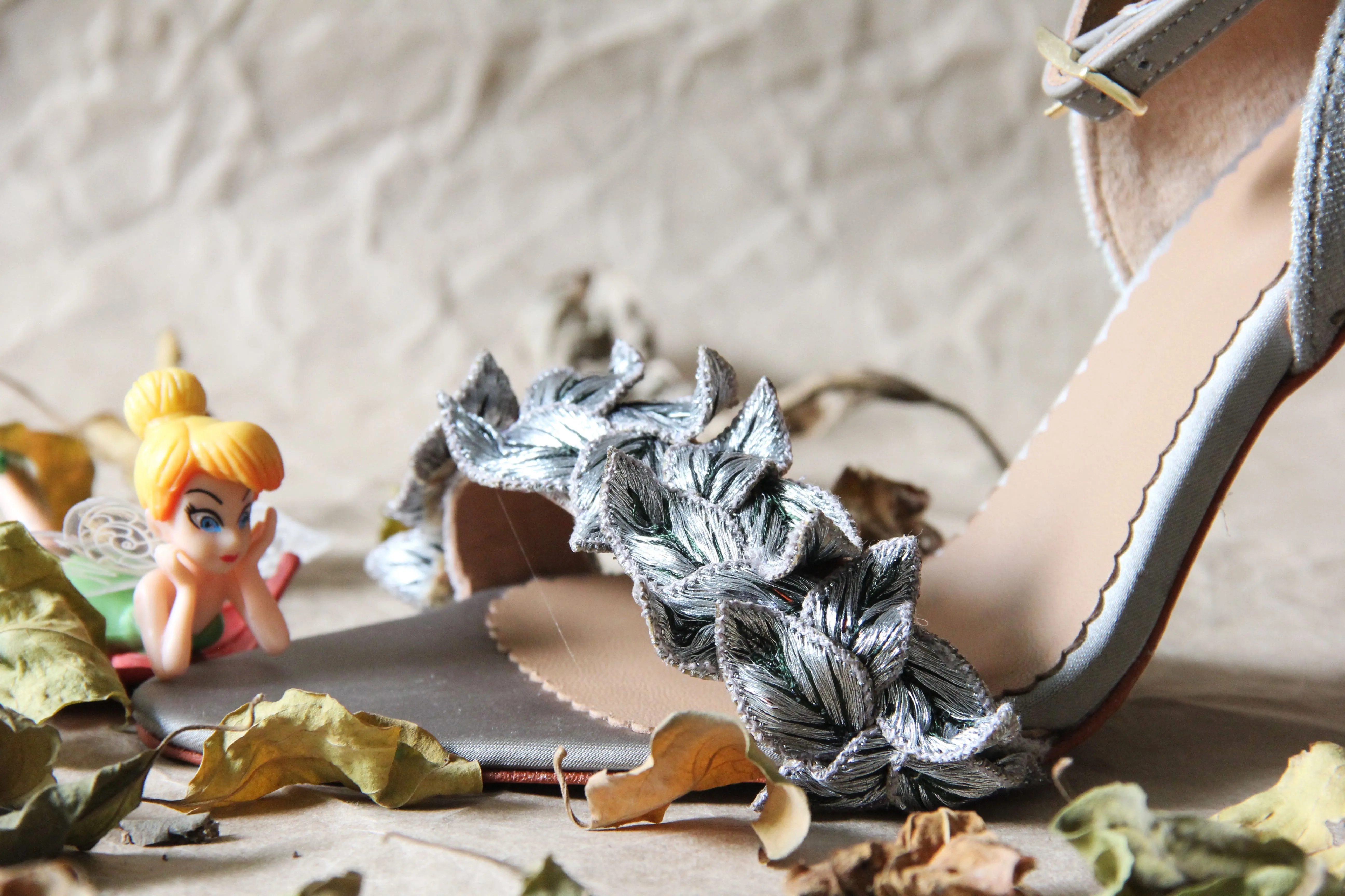 Silver Fallen Leaves Stiletto