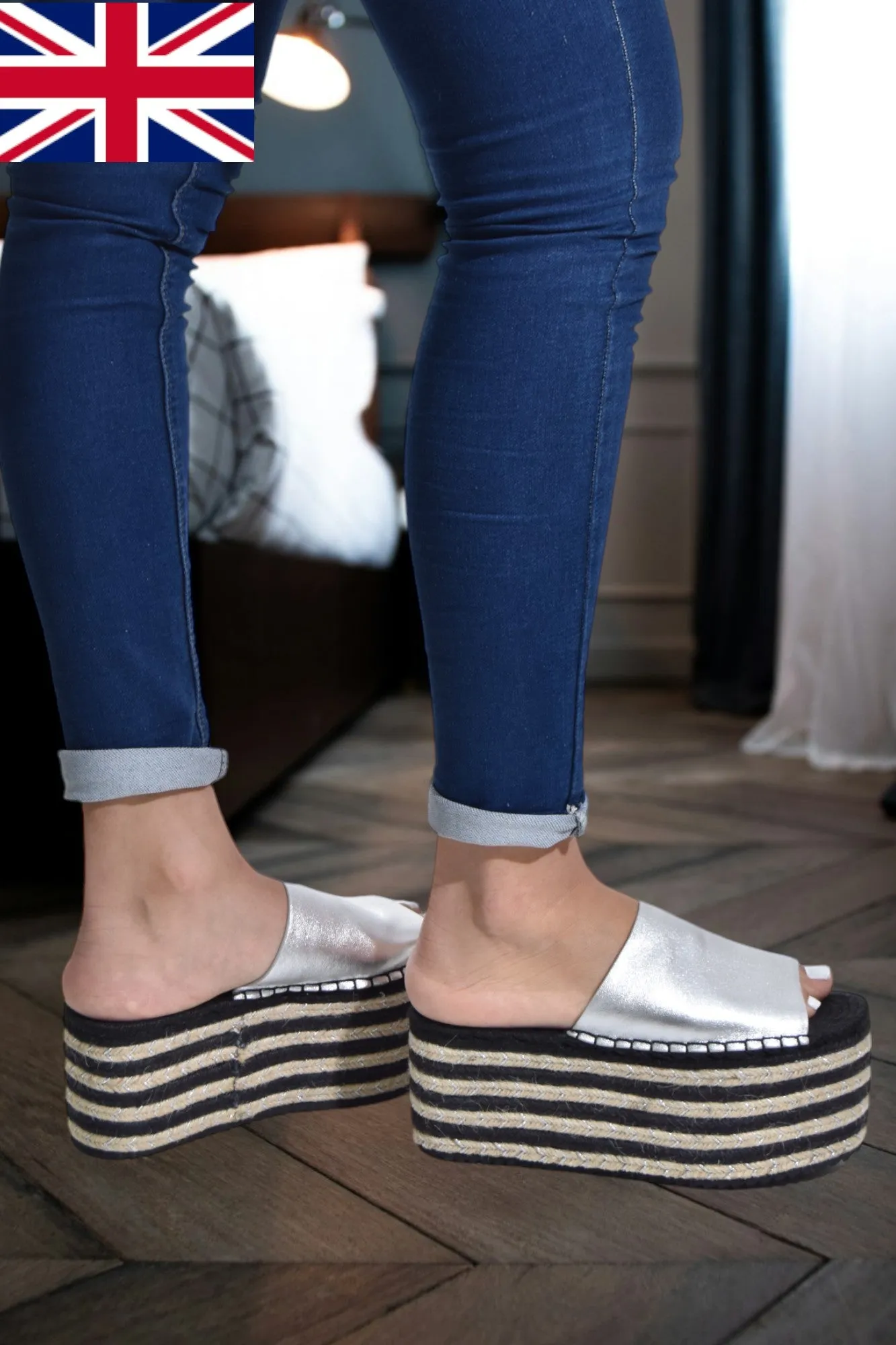 Silver High Wedge Heel