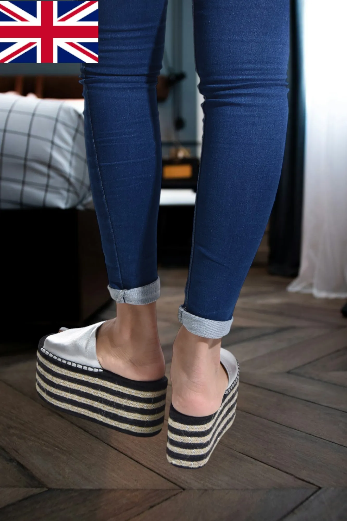 Silver High Wedge Heel