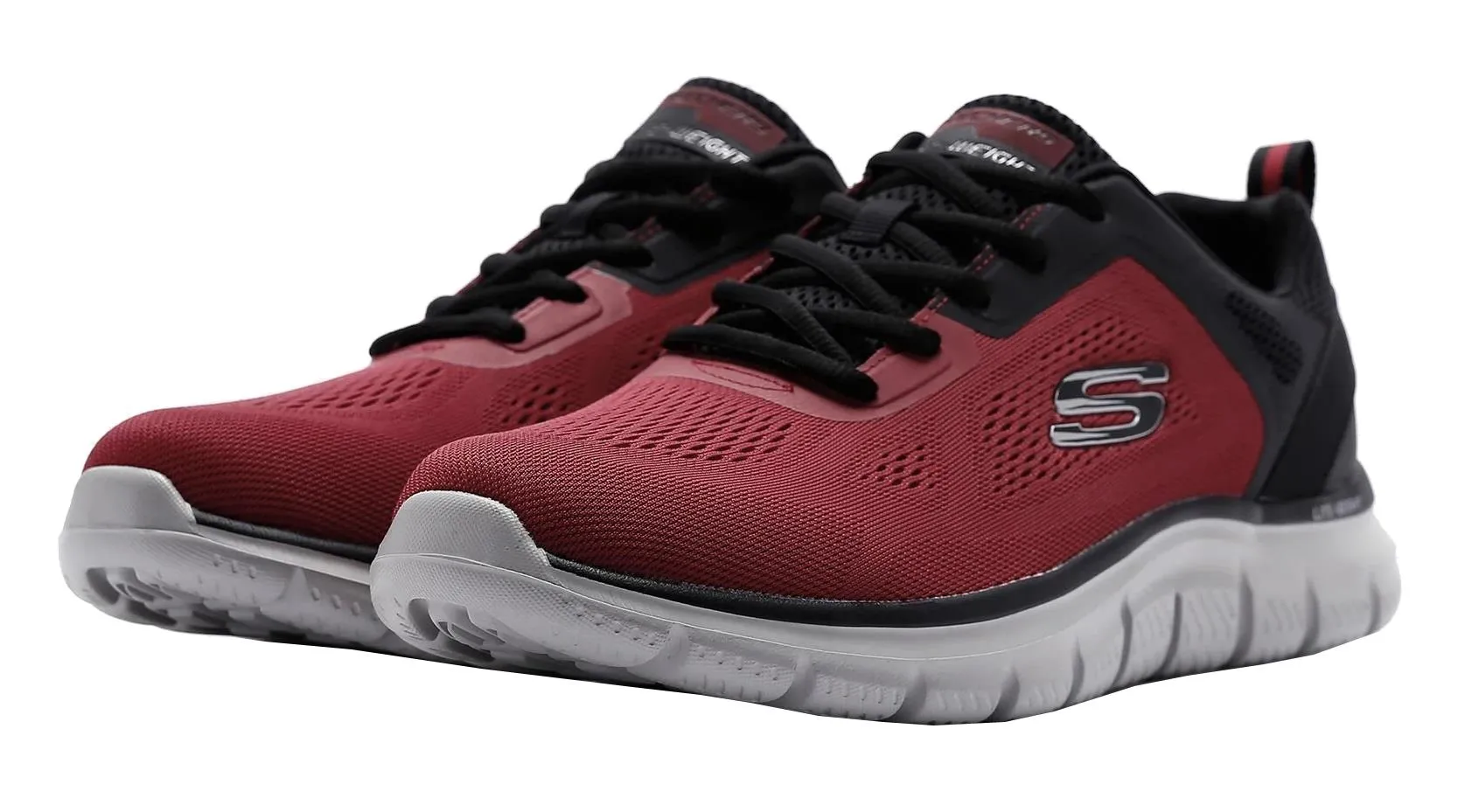 Skechers Track Broader Red Black Mens Trainers Shoes