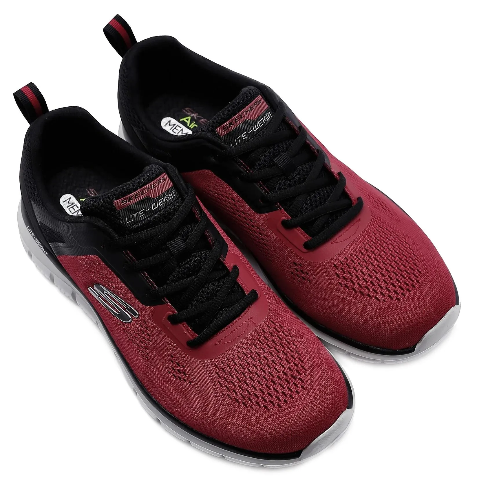 Skechers Track Broader Red Black Mens Trainers Shoes