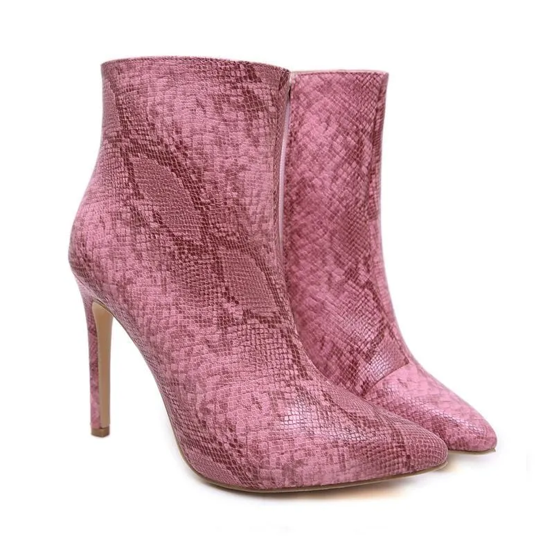 Snake Skin High Heel Boots