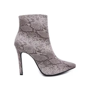 Snake Skin High Heel Boots