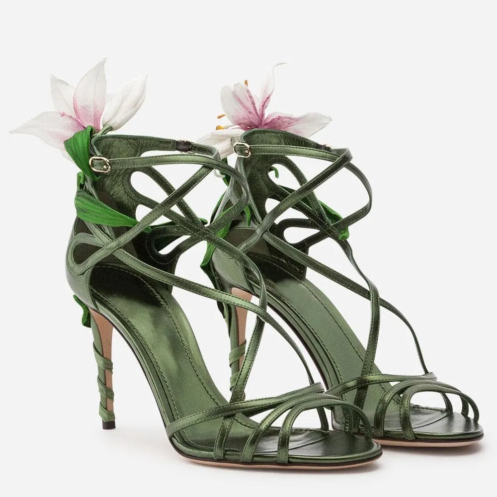 Stiletto Leather Bridal Sandals