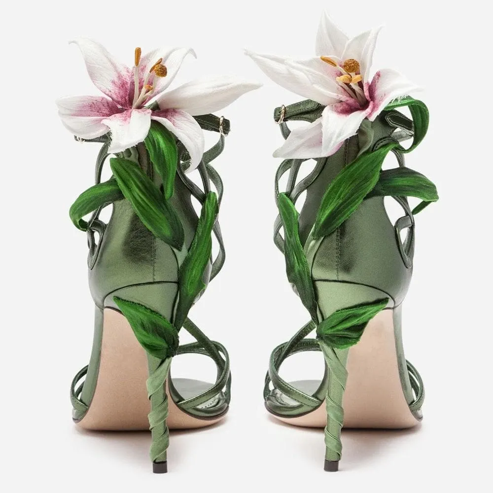 Stiletto Leather Bridal Sandals