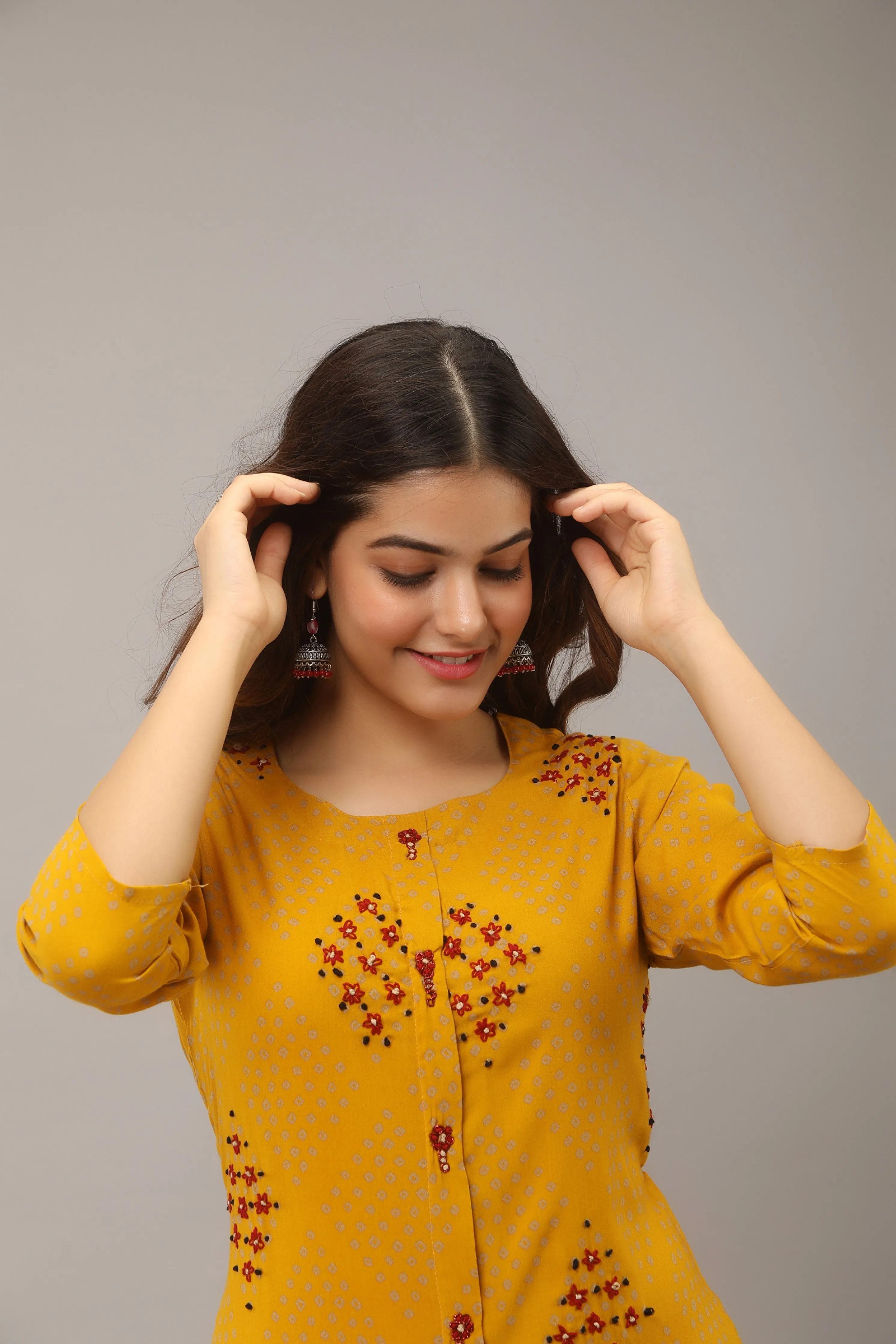 Straight Yellow Color Rayon Womens Kurta