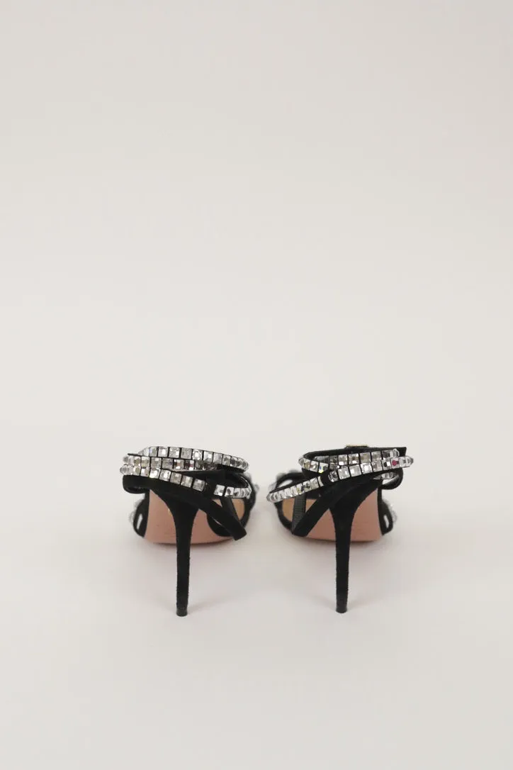 Strass Velvet Wrap Sandals