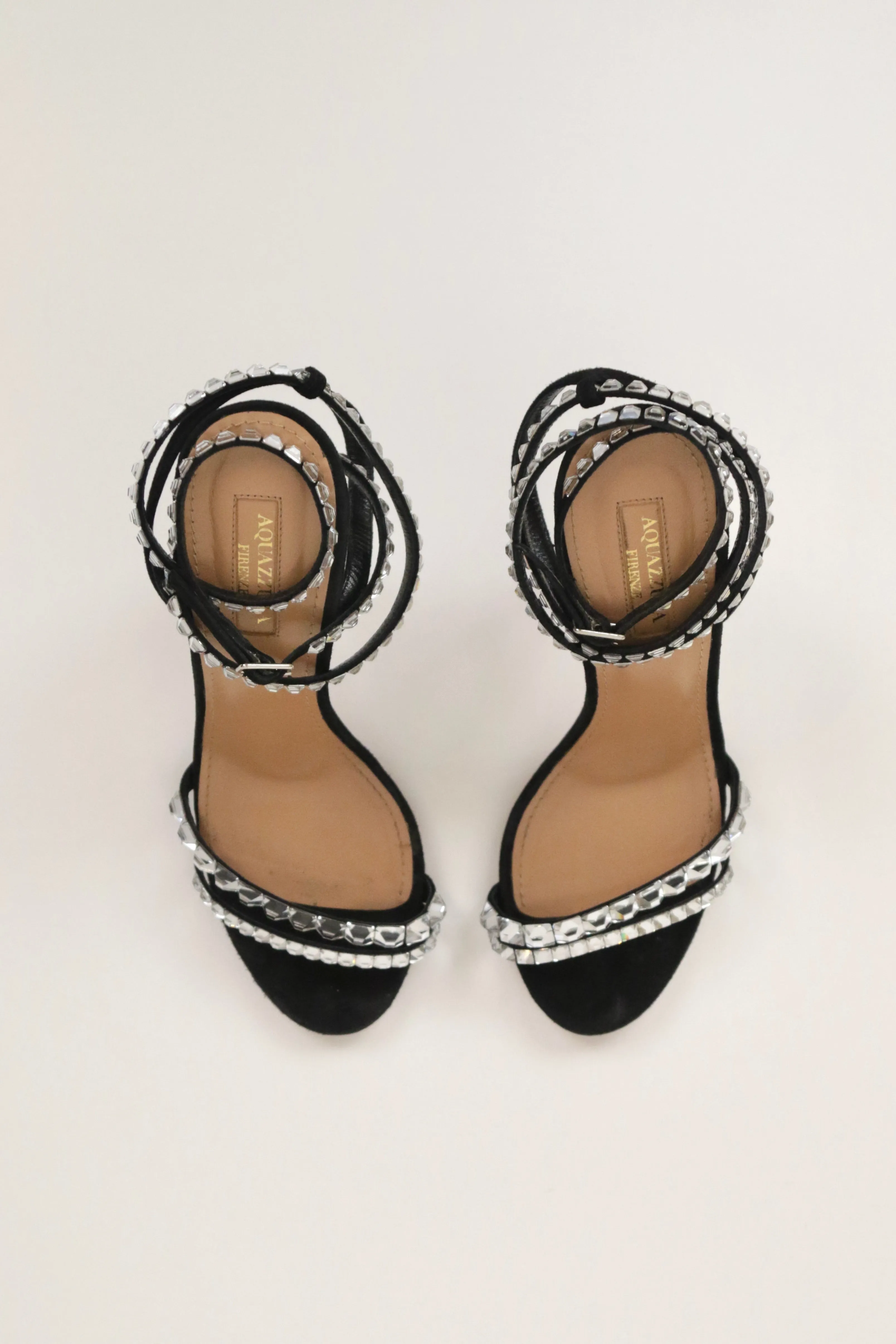 Strass Velvet Wrap Sandals
