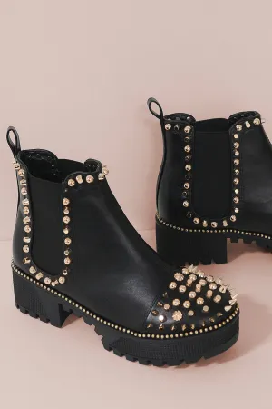 Studded Spikes Lug Sole Platform Chelsea Booties