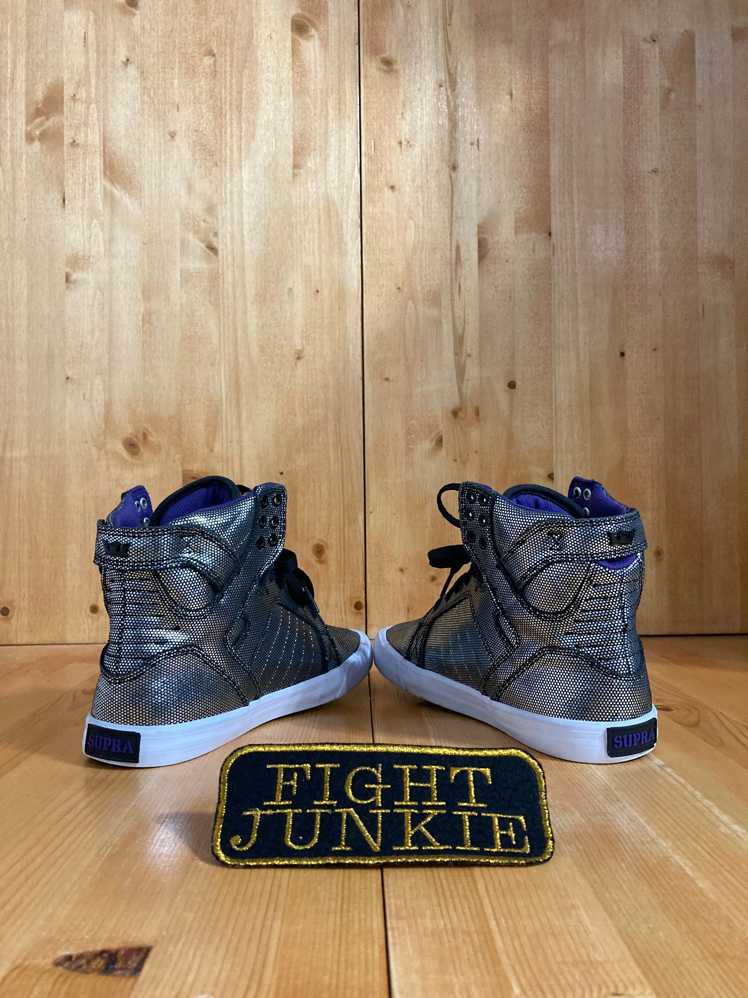 SUPRA SKYTOP Women Size 8.5 High Top Shoes Sneakers Silver SW18019