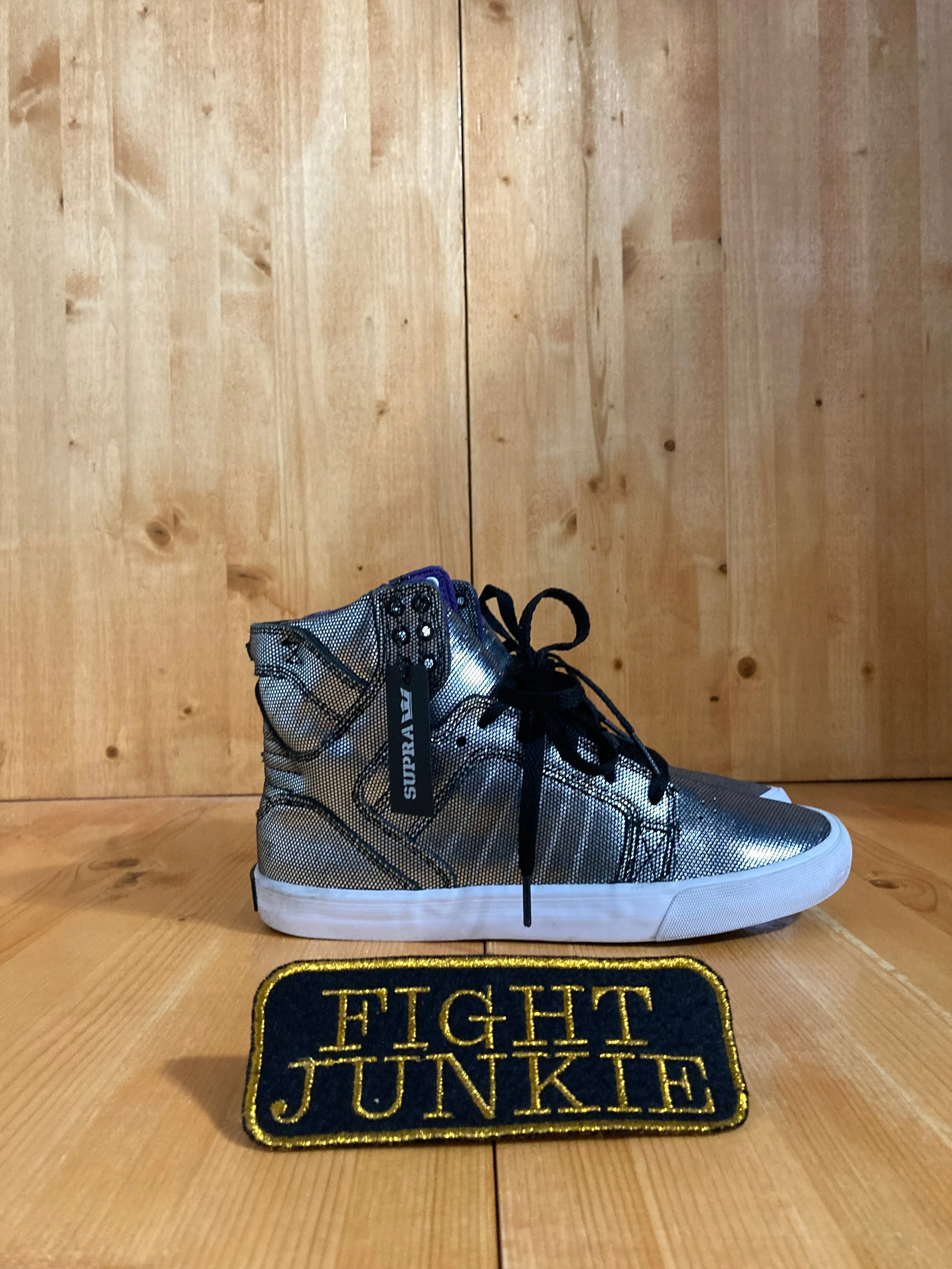 SUPRA SKYTOP Women Size 8.5 High Top Shoes Sneakers Silver SW18019