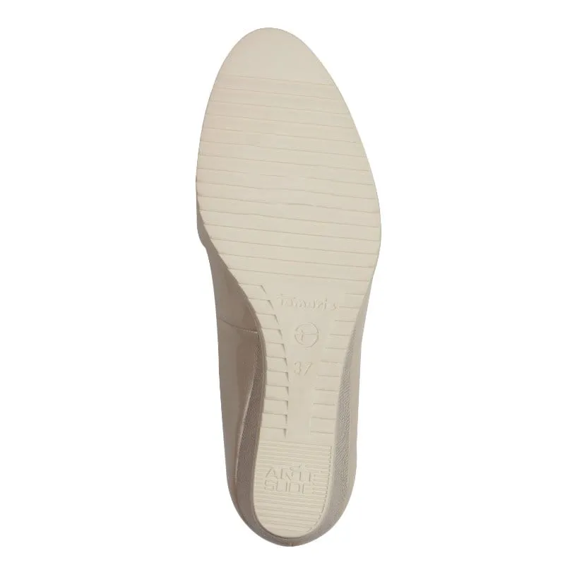 Tamaris Womens Beige Wedge Shoe 1-22323-44