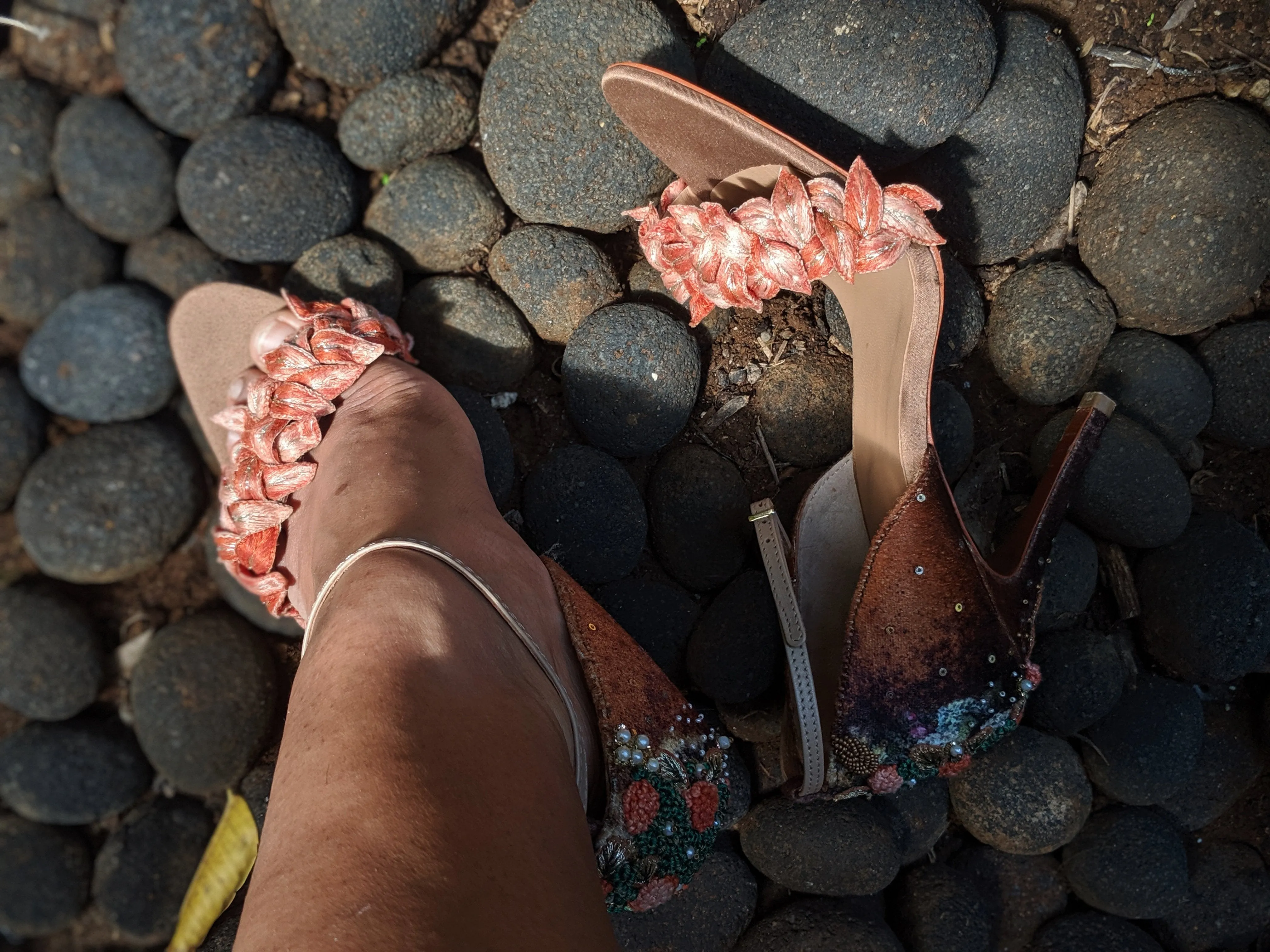 Tan Fallen Leaves Stiletto