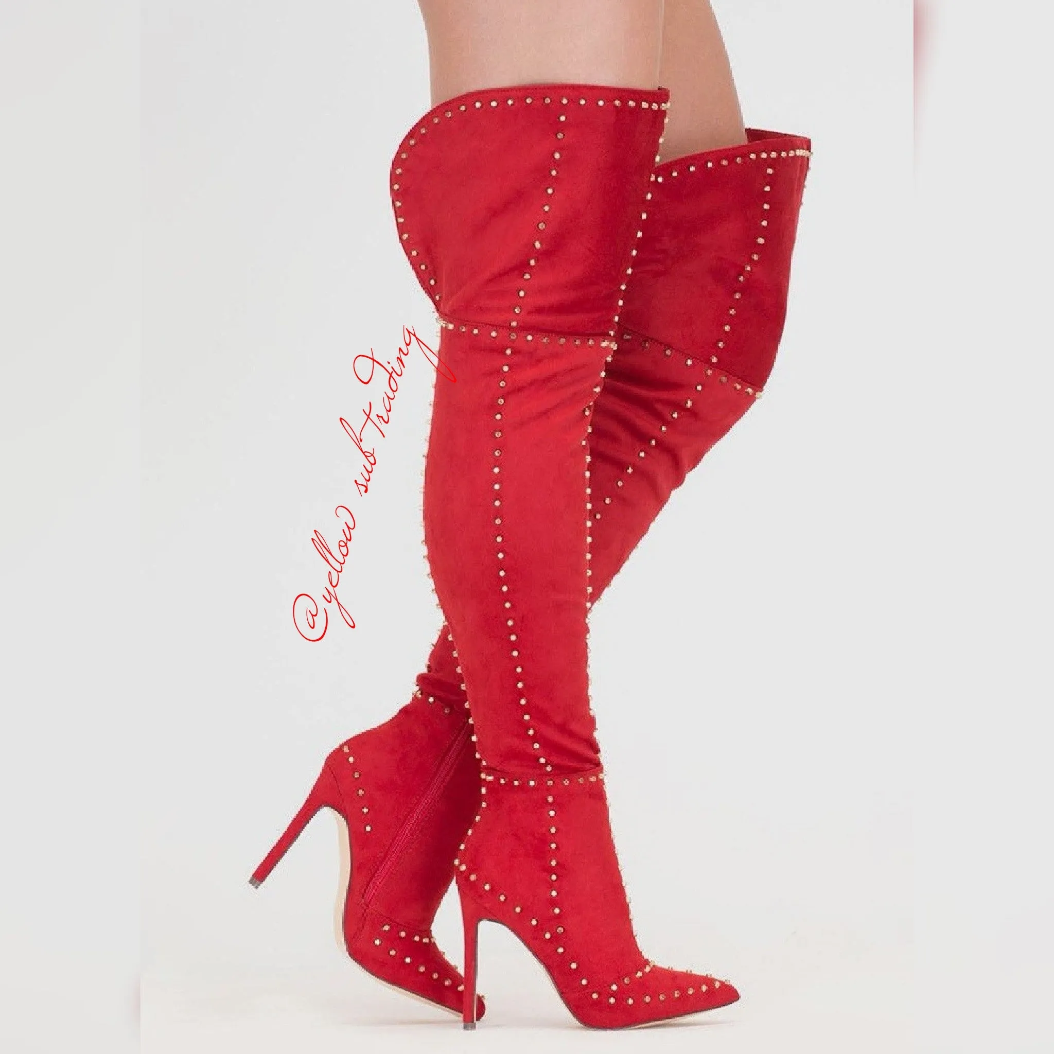 Thigh High Rivets Studded Boots
