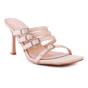 Times Up Nude Heeled Slide Sandals