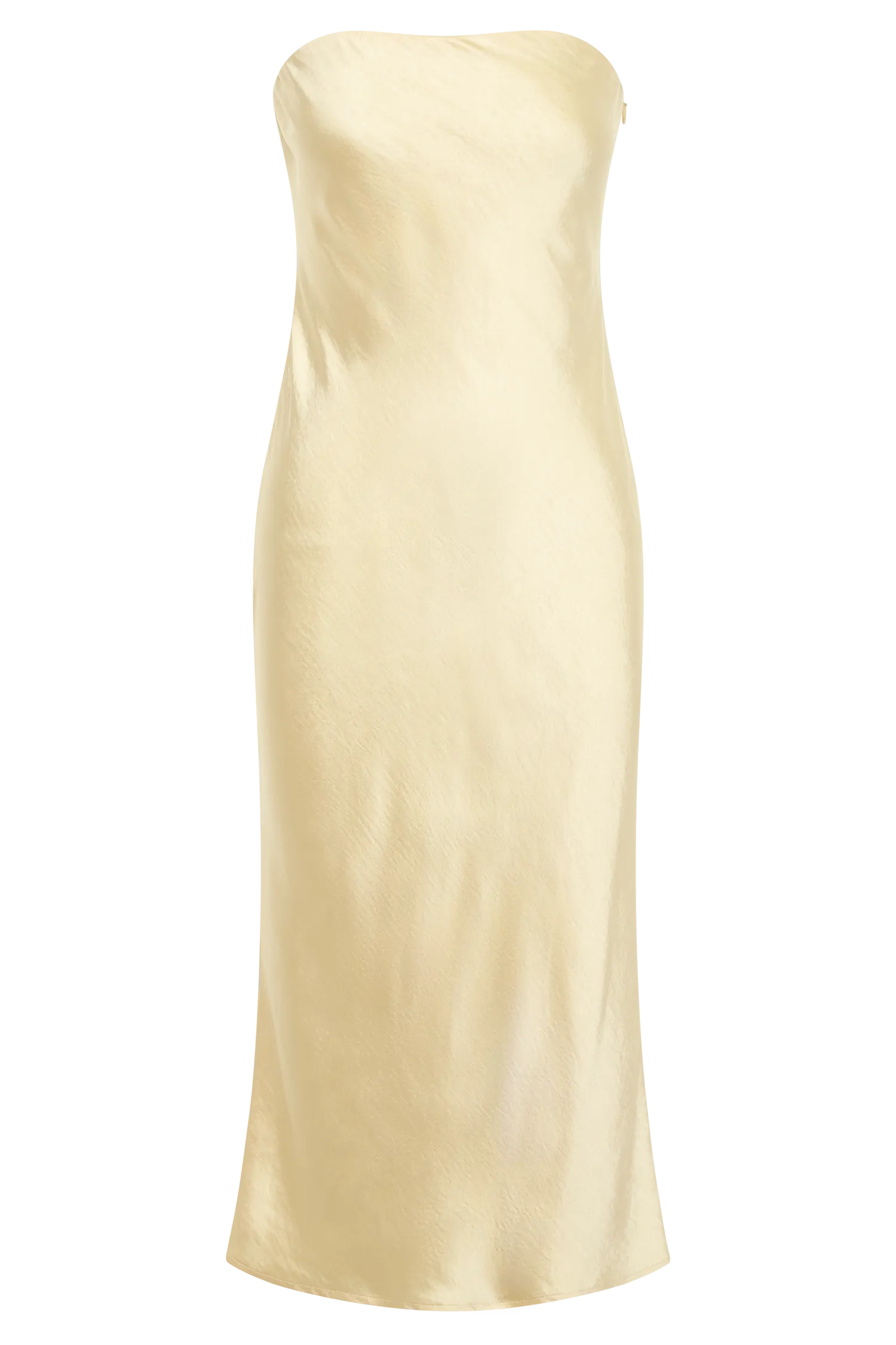 Tyler Strapless Satin Midi Dress - Butter