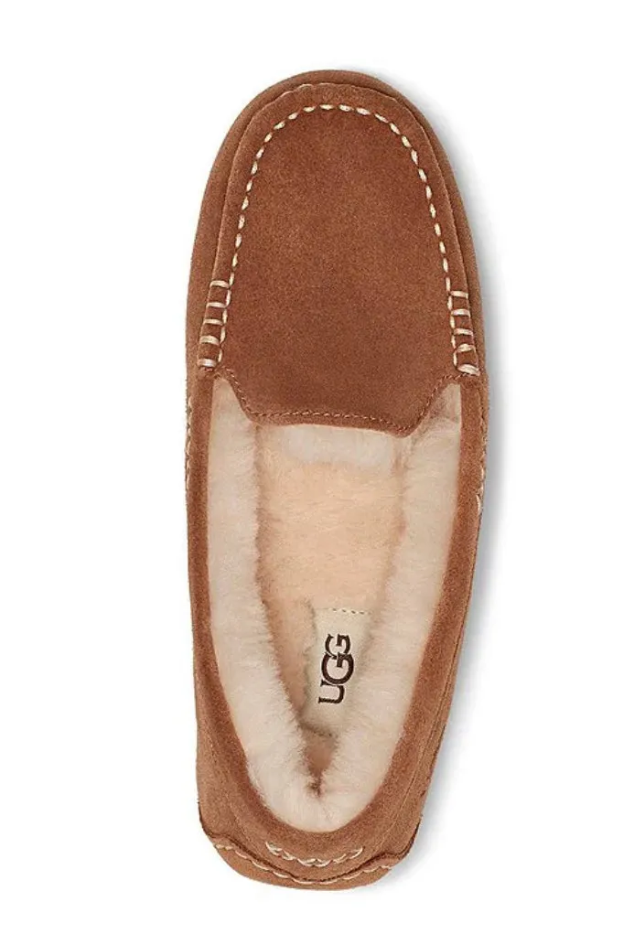 UGG: Ansley Suede Slippers in Chestnut