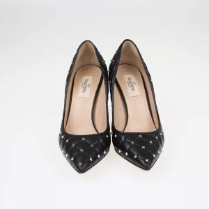 Valentino Black Studded Pointed Toe Pumps