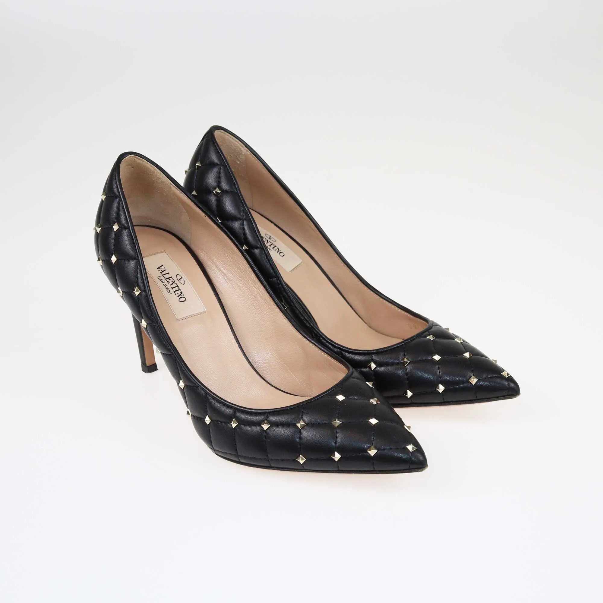 Valentino Black Studded Pointed Toe Pumps