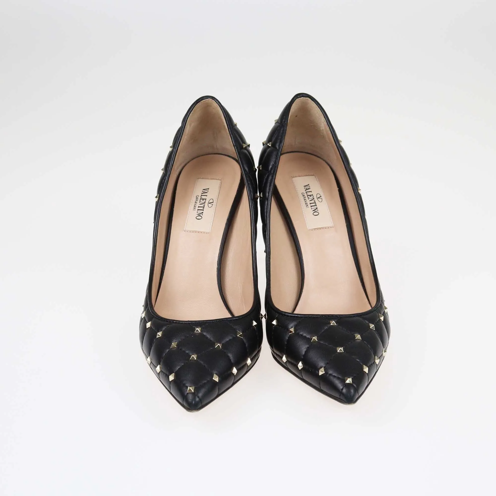 Valentino Black Studded Pointed Toe Pumps
