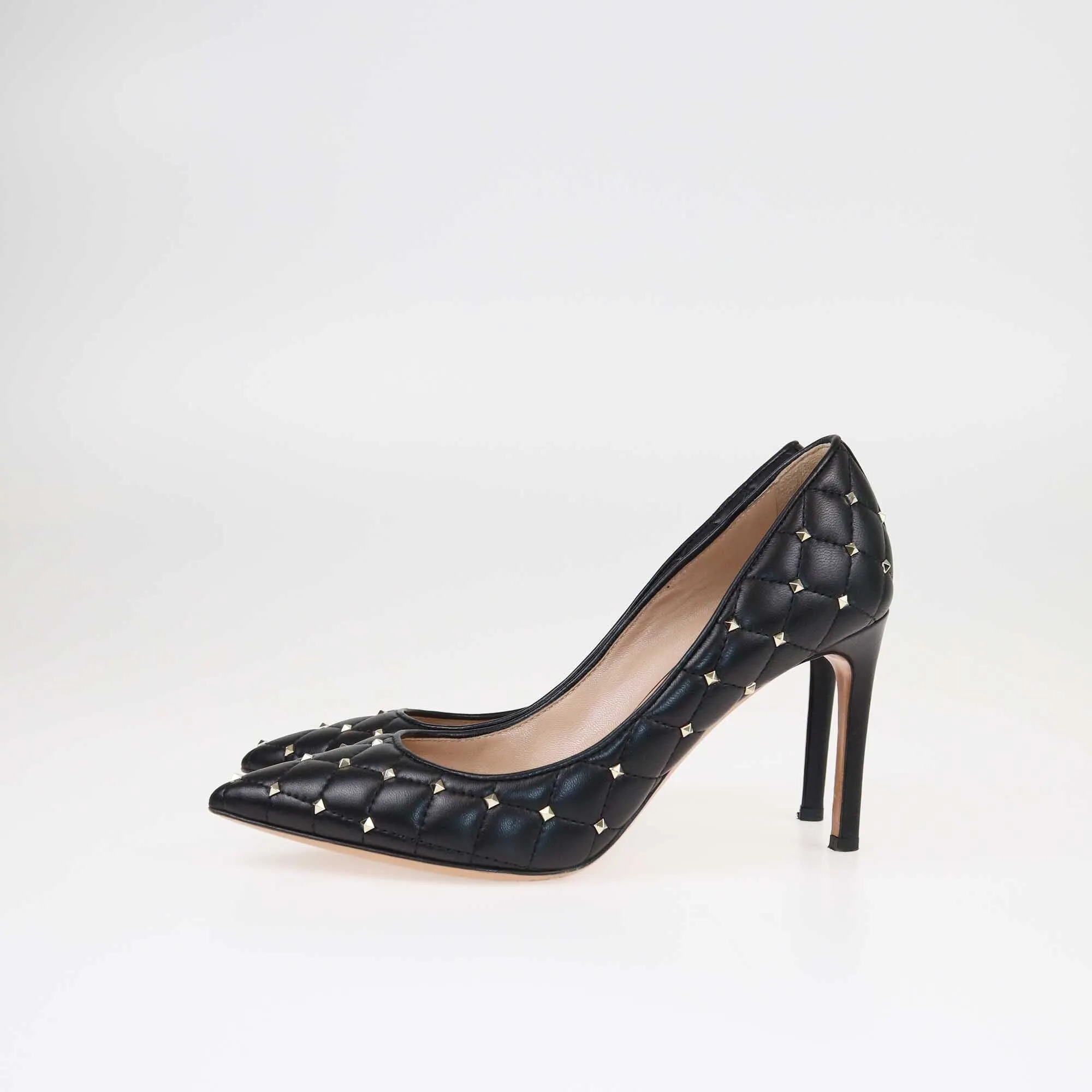 Valentino Black Studded Pointed Toe Pumps