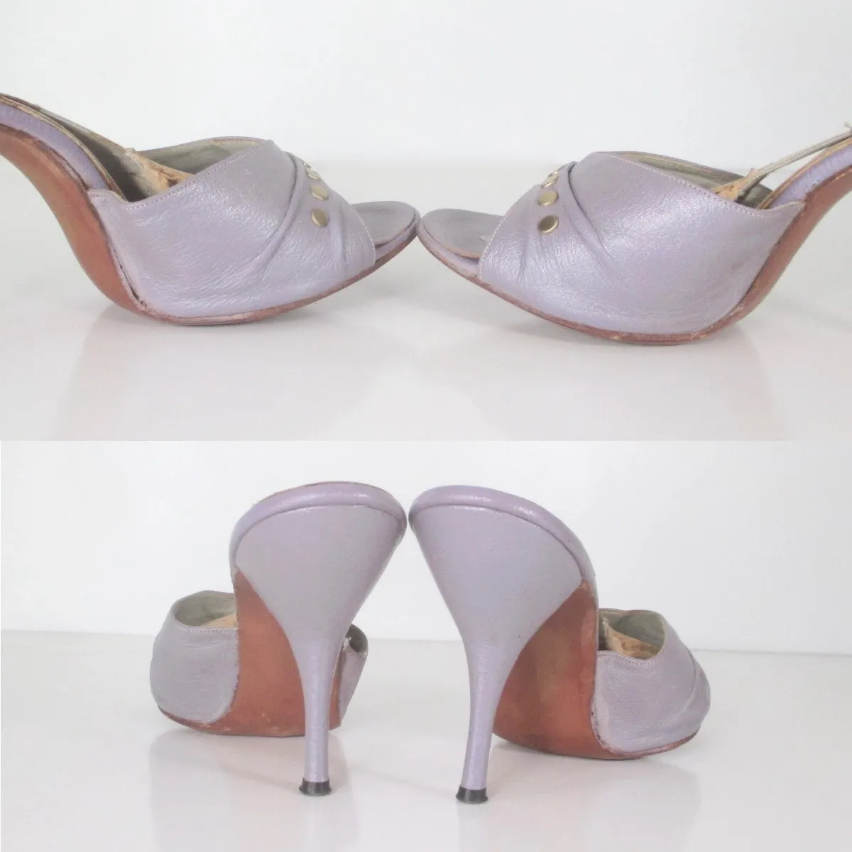 Vintage 60s Lilac Studded Springolator Heels Shoes 7.5