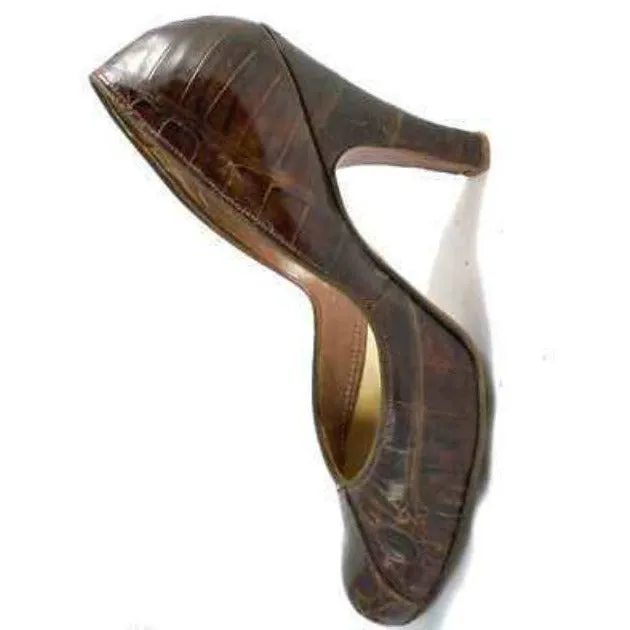 Vintage Genuine Alligator Bump Toe Shoes Pumps High Arch 1940S 6.5