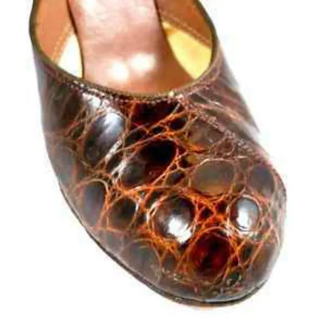 Vintage Genuine Alligator Bump Toe Shoes Pumps High Arch 1940S 6.5