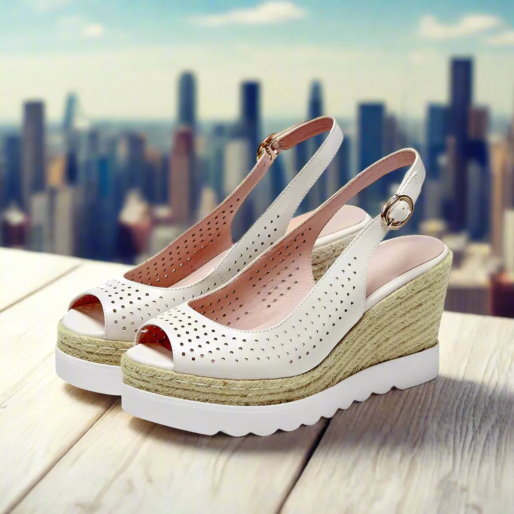 Wedges for Women Leather Shoes Platform Wedge Heels Women Sandals Peep Toe Buckle Ladies Sandals Party Shoes
