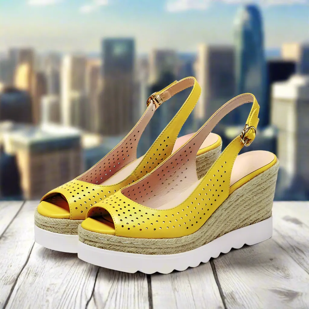 Wedges for Women Leather Shoes Platform Wedge Heels Women Sandals Peep Toe Buckle Ladies Sandals Party Shoes