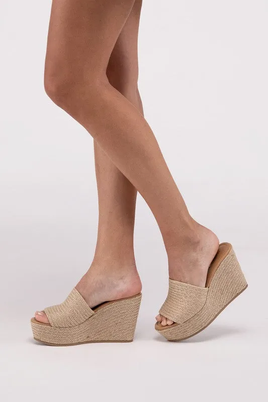 Women Wedge Platform Slide In Heels