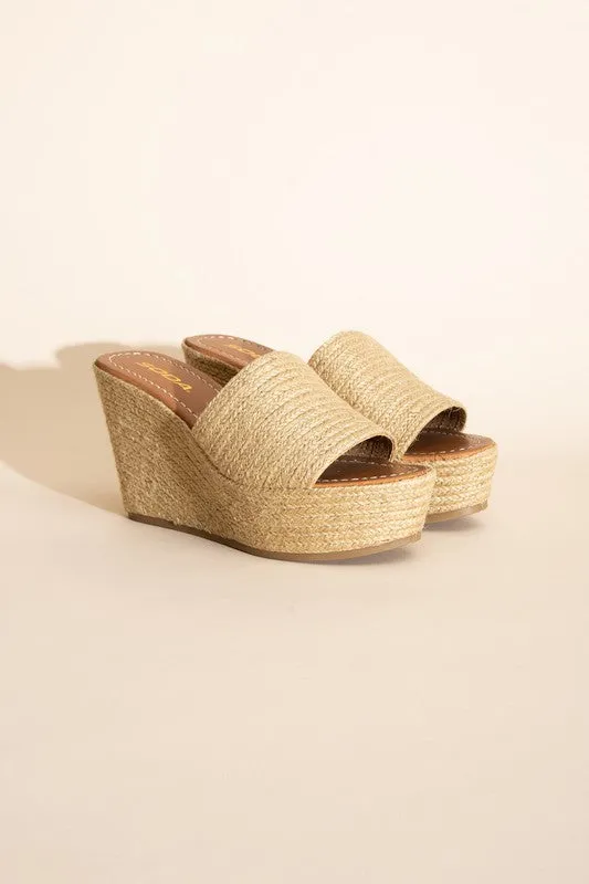 Women Wedge Platform Slide In Heels