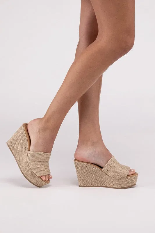 Women Wedge Platform Slide In Heels