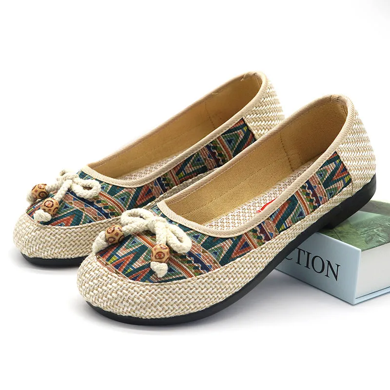 Women's Ethnic Style Embroidered Antique Soft Bottom For Canvas Shoes