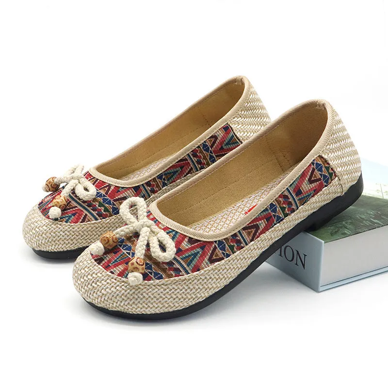 Women's Ethnic Style Embroidered Antique Soft Bottom For Canvas Shoes