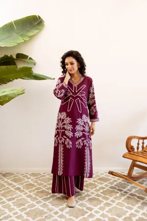 Women's Maroon Rayon Kurta Palazzo Set