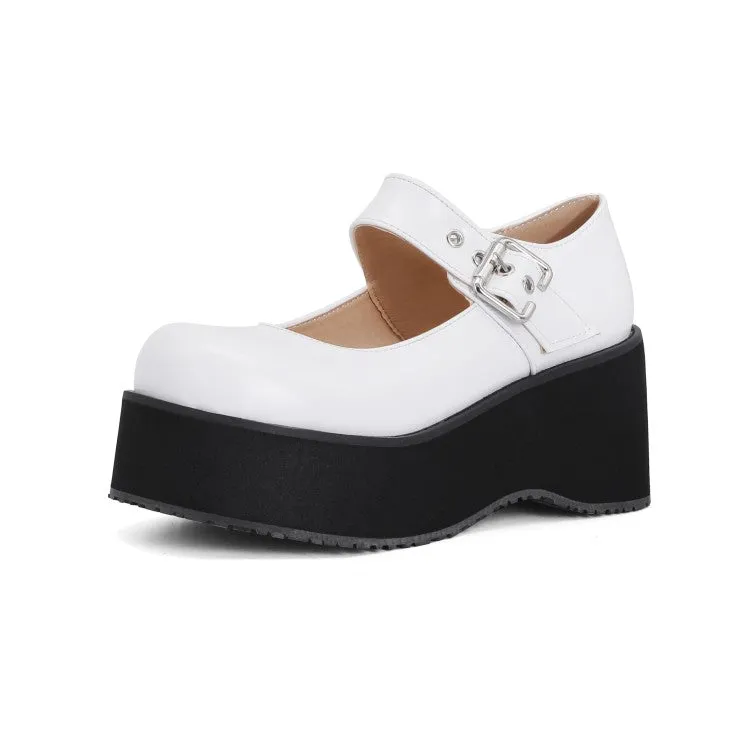 Women's Mary Jane Platform Wedge Heels Shoes